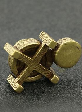 复古纯黄铜老鼠推磨禅意茶宠小摆件时来运转左右逢源倒流香托香插