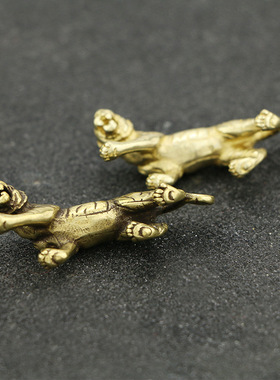 迷你实心纯黄铜老虎生肖老虎铜器