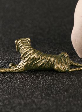 霸气东北虎老虎古铜摆件做旧仿古黄铜十二生肖虎办公书房摆设