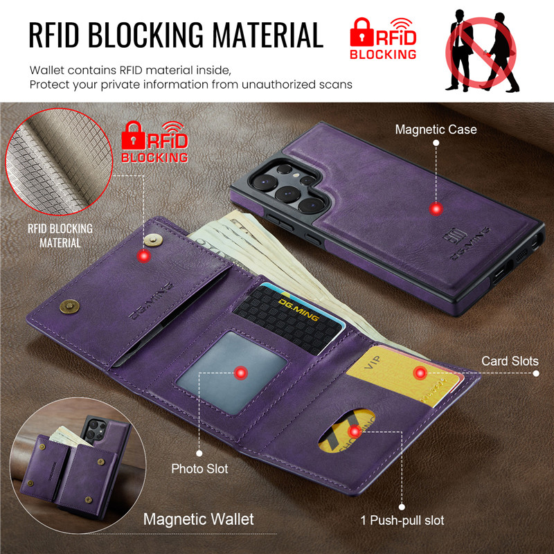 适用三星GalaxyS24Ultra手机壳创意磁吸分体卡包皮套放卡零钱商务高级S24+保护套S26S25EdgeS23FES22公交门禁