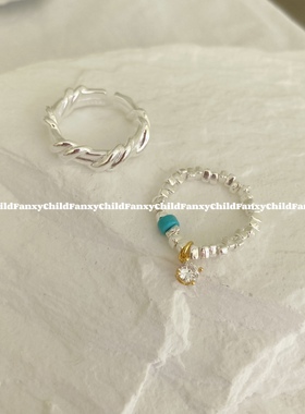 Fanxy通体925纯银叠带ins风小众麻花开口戒指