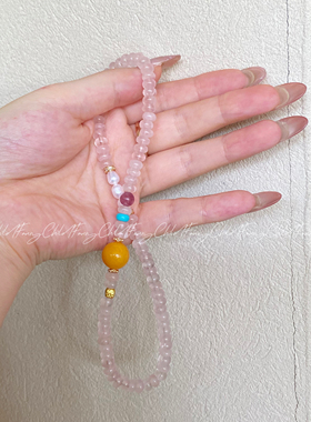 Fanxy马粉晶中国风天然淡水珍珠手链轻奢复古双层叠带手串桃花