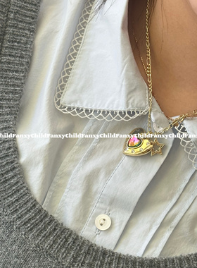 Fanxy宋妍霏同款定制锆石重工宝石爱心星星项链镀14k金颈链