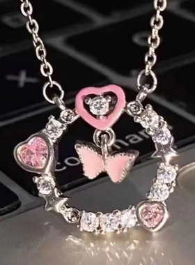 项链学生甜美爱心恋爱女锁骨链小众高级感项链ins风