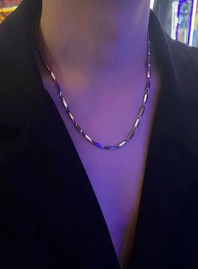 菱形锁骨链竹节链男潮帅气蛇骨项链男潮高级时尚潮百搭