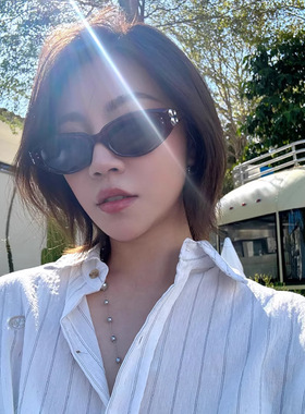 时尚偏光猫眼墨镜女高级感韩跨境显瘦黑色太阳镜防紫外线太阳眼镜