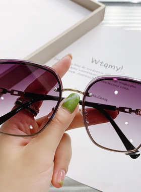 新款腮红眼镜女抖音网红同款时尚太阳镜潮款大框素颜渐变粉色墨镜