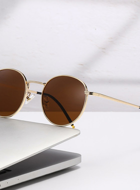 新款金属太阳镜男复古小款椭圆形眼镜框太子墨镜网红潮款女太阳镜