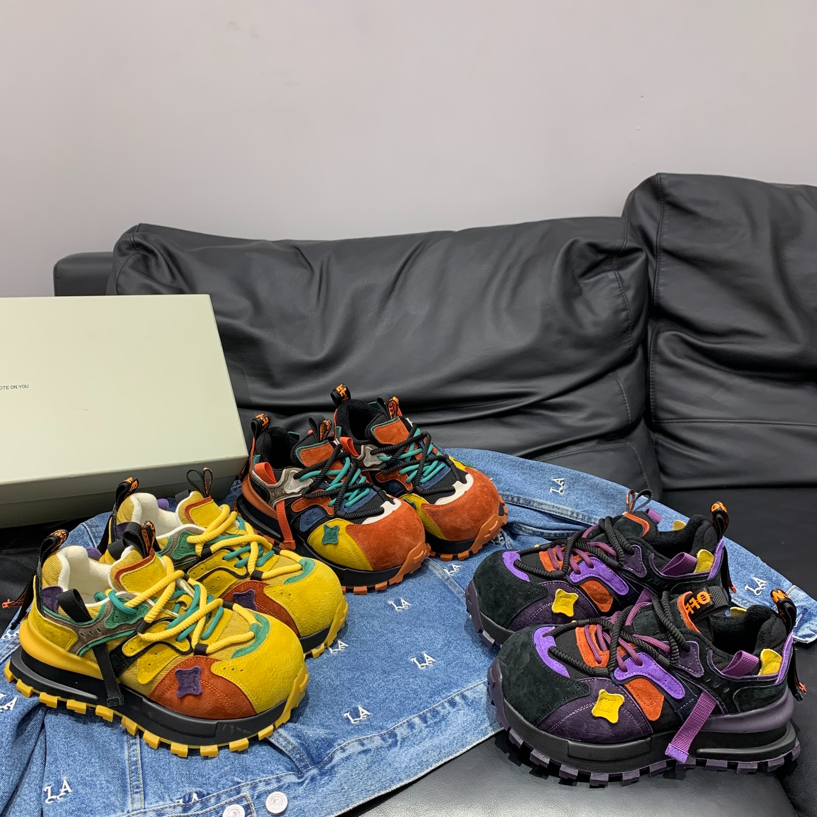 欧洲站鸳鸯厚底大头拼色休闲鞋2025新款超火网红黄色老爹鞋阿甘鞋 - 图3