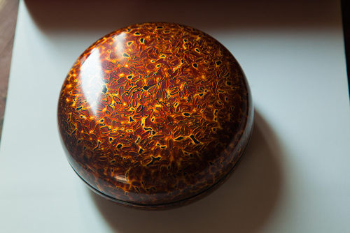 安泰桥 漆器  大漆【金蟲紋百寶大漆圓盒】 - 图0