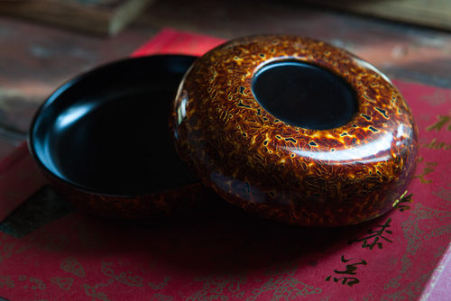 安泰桥 漆器  大漆【金蟲紋百寶大漆圓盒】 - 图2