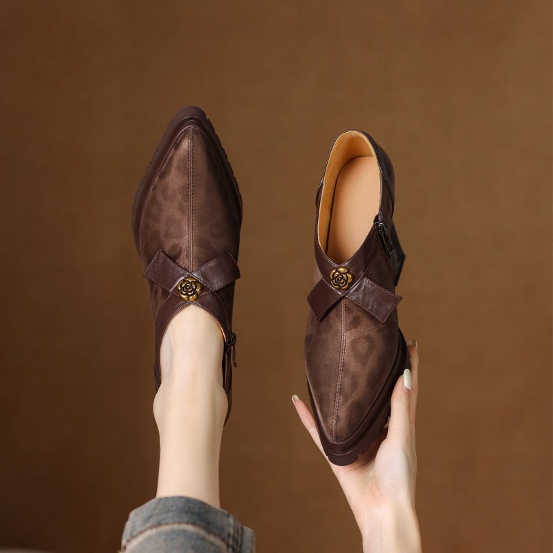 10.5cm粗跟防水台侧拉链超高跟鞋女2026法式山茶花蝴蝶结深口单鞋,淘宝优惠券,粉丝福利购,淘宝优惠卷