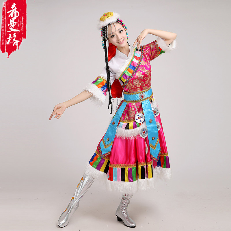 新款藏族女水袖少数演出服 seemage希曼格民族服装/舞台装