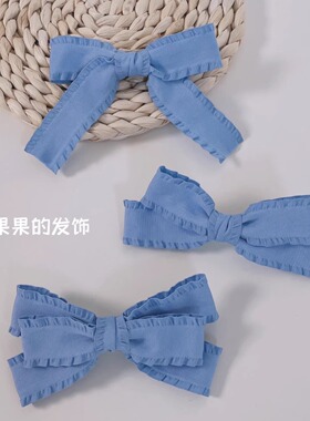 发夹少女可爱日系减龄蓝色蝴蝶结