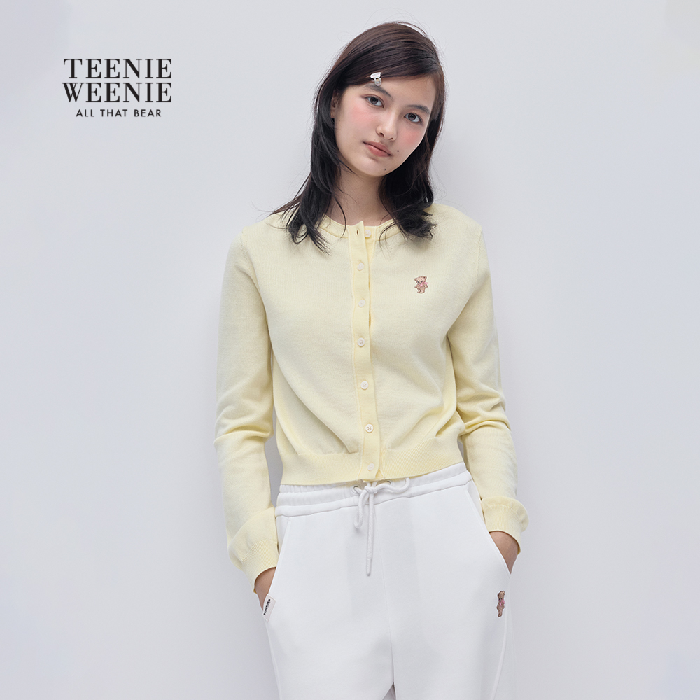 TEENIEWEENIE bearnova2025冬季新款女柔软舒适刺绣圆领针织开衫