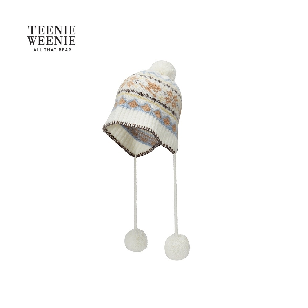 TeenieWeenie小熊女装帽子25秋新款复古费尔岛北欧风情毛球针织帽,淘宝优惠券,粉丝福利购,淘宝优惠卷