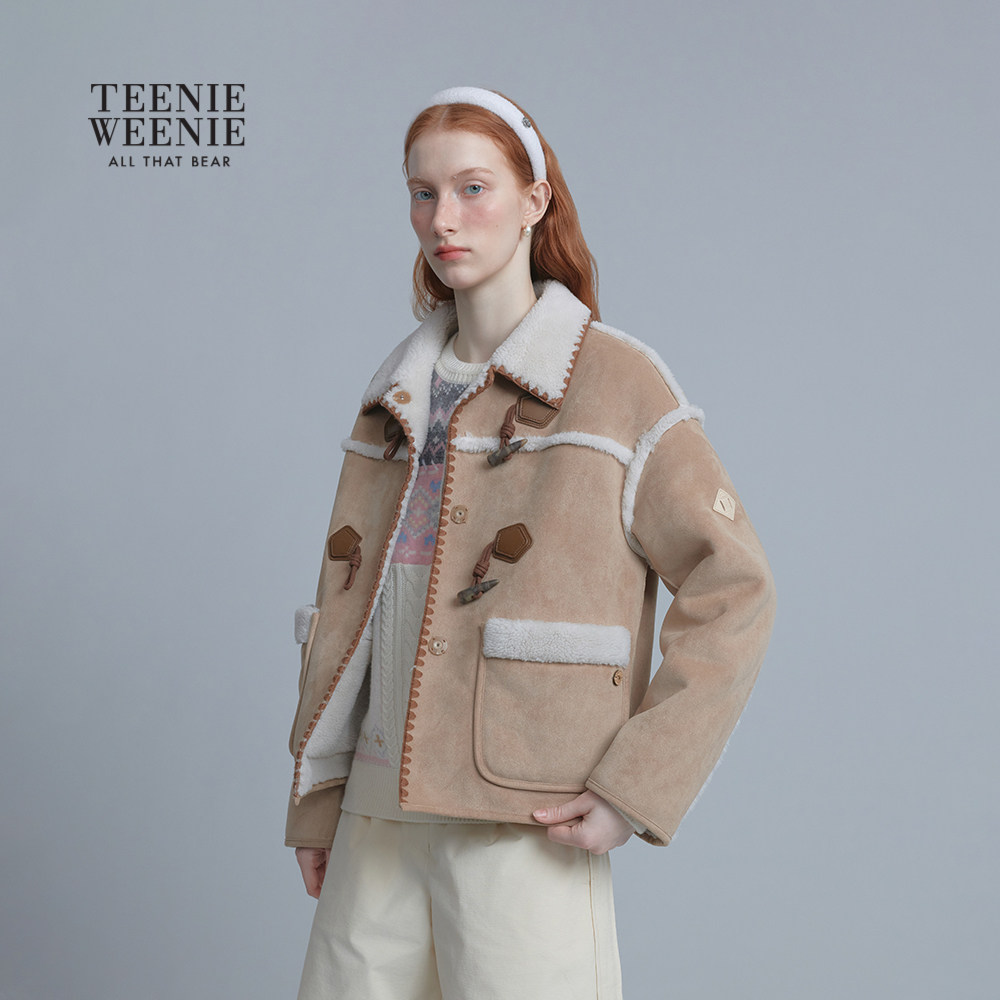TeenieWeenie小熊女装双面毛绒厚外套简约时尚舒适廓形翻领大衣,淘宝优惠券,粉丝福利购,淘宝优惠卷