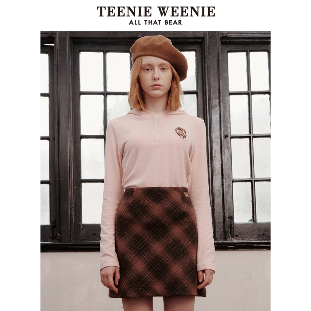 TeenieWeenie小熊舒适德绒收腰连帽长袖T恤