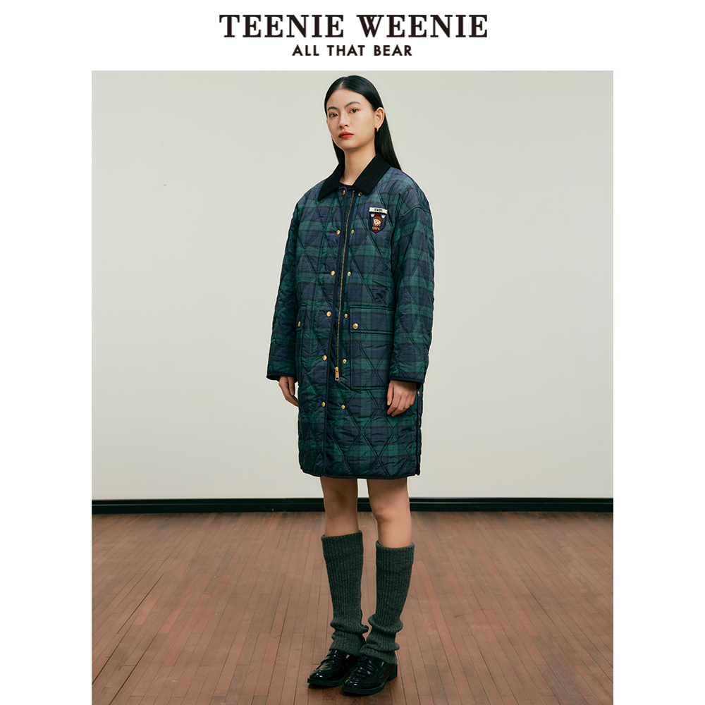 TeenieWeenie小熊冬季轻薄棉服美式复古时髦外套棉衣棉袄中长款女