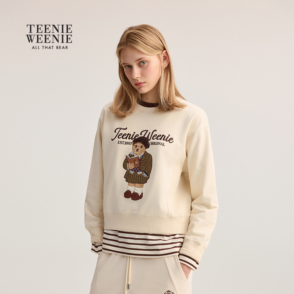 【赵露思同款】TeenieWeenie小熊女装学院风卫衣秋冬重工刺绣上衣,淘宝优惠券,粉丝福利购,淘宝优惠卷