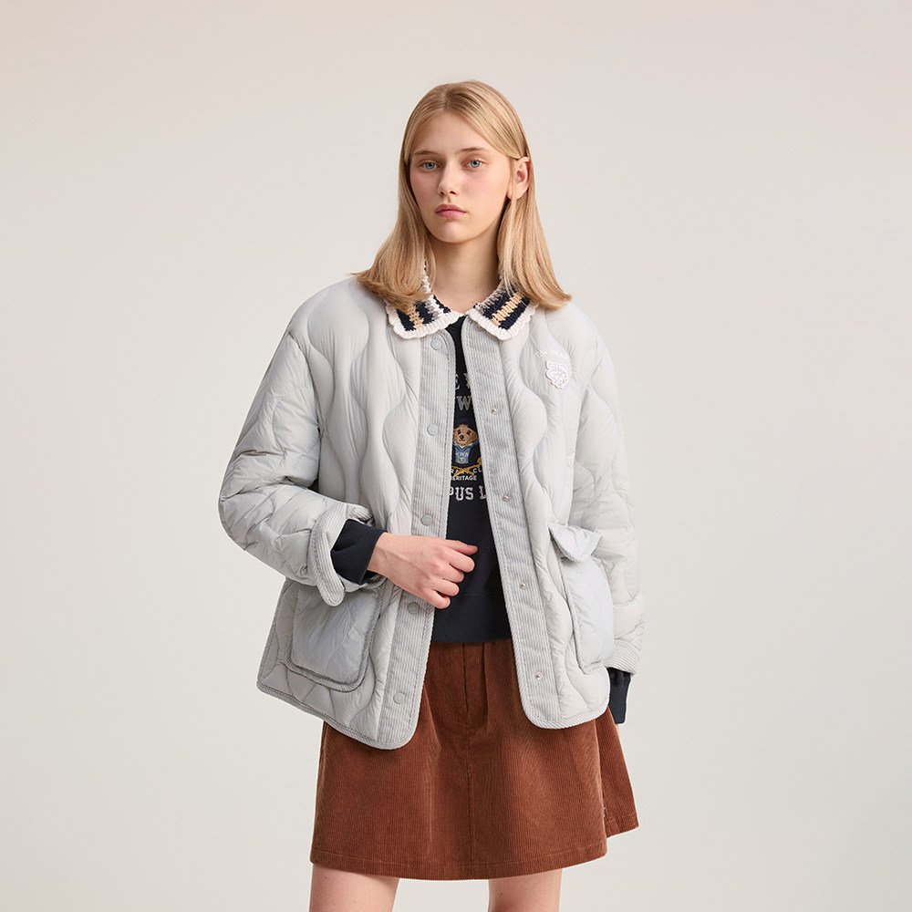 TeenieWeenie小熊女装羽绒服25年冬简约休闲少女感轻薄款夹克外套