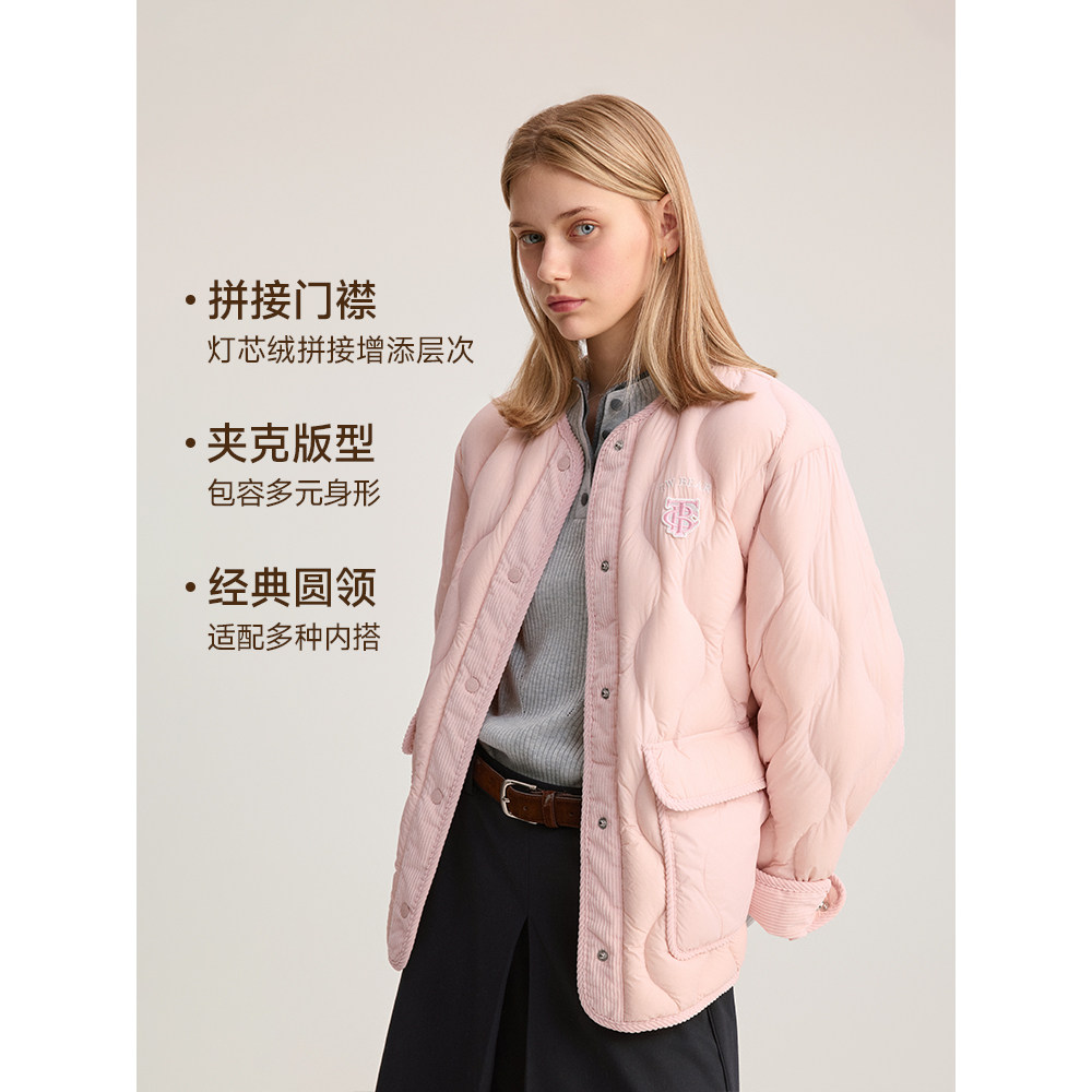 TeenieWeenie小熊女装羽绒服25年冬简约休闲少女感轻薄款夹克外套