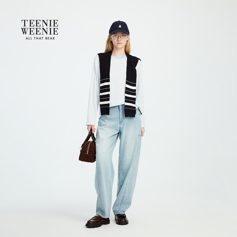 TeenieWeenie小熊女装牛仔裤2025年秋季新款时尚松弛感复古香蕉裤