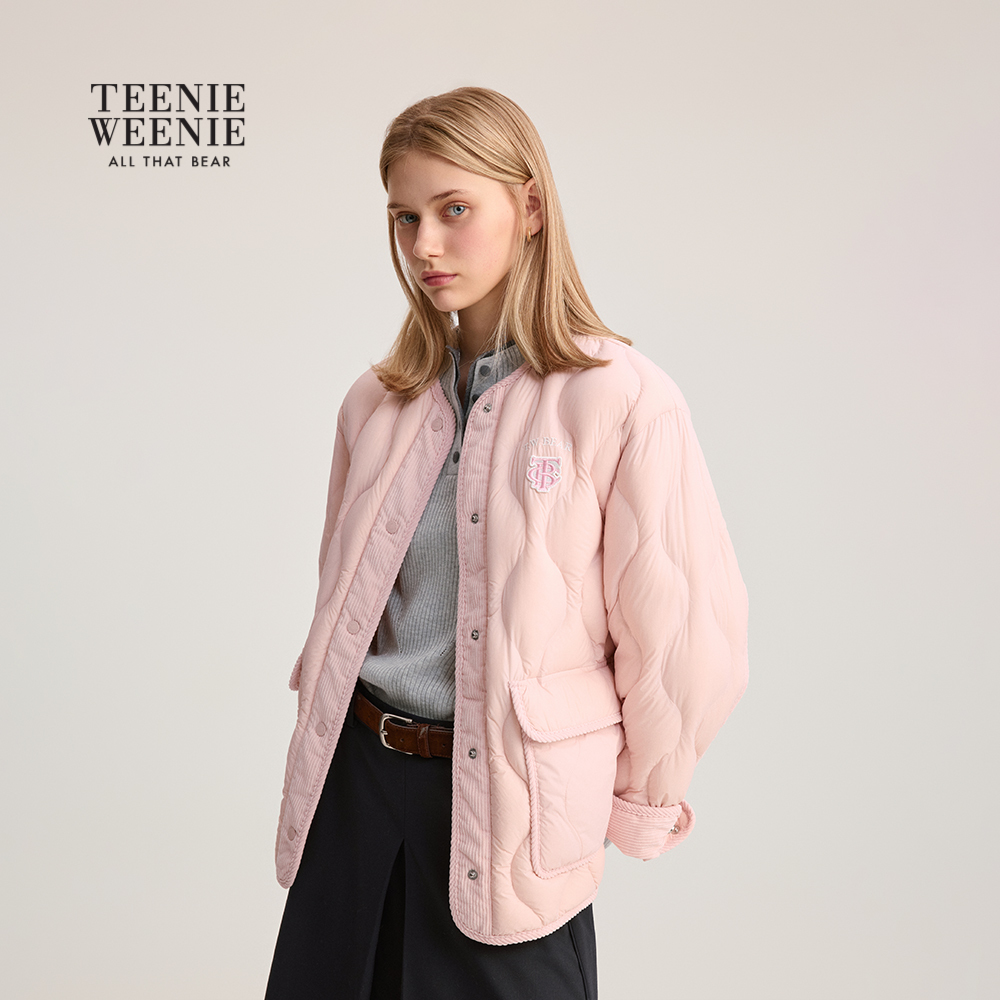 TeenieWeenie小熊女装羽绒服25年冬简约休闲少女感轻薄款夹克外套