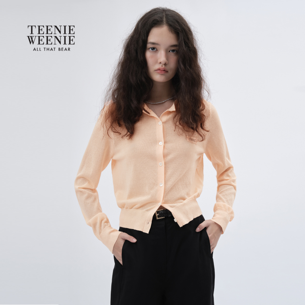【含亚麻】TeenieWeenie小熊女装毛针织衫2025夏季薄款空调衫开衫