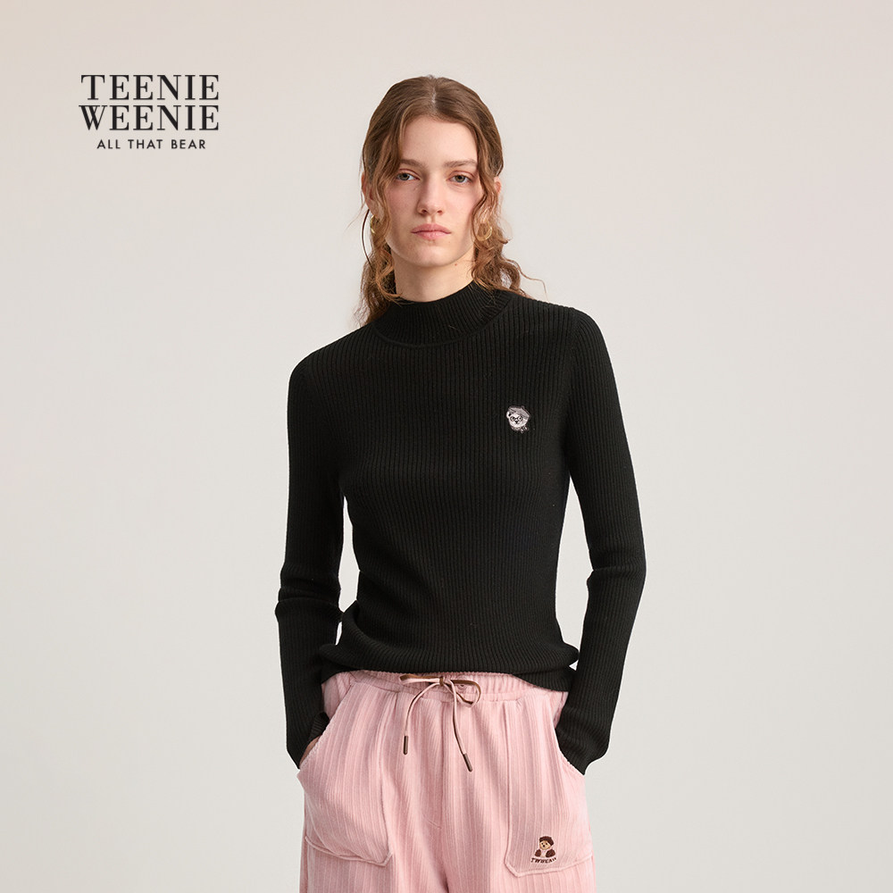 【可机洗绵羊毛】TeenieWeenie小熊女毛针织衫25冬半高领打底衫