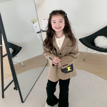 Girl Foreign Air Spring Autumn Style Casual Loose small suit jacket Childrens temperament Wind West clothes Chauletide Inn wind