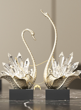 现代轻奢水晶天鹅艺术摆件