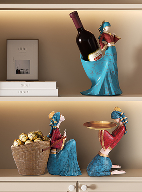 雅尊树脂红酒架中古风客厅摆件