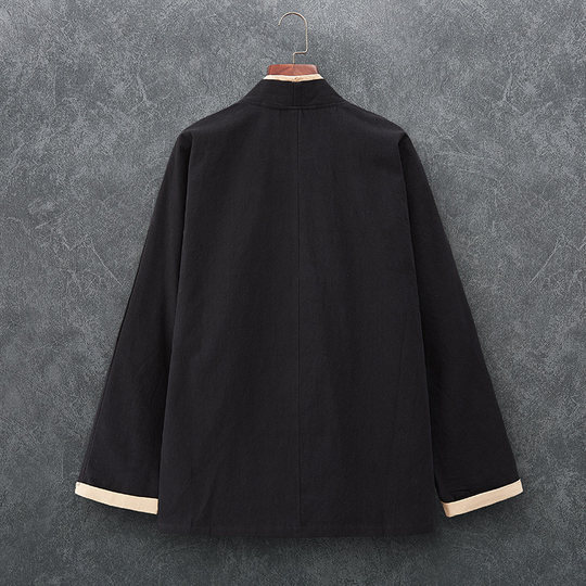 Autumn Chinese style men's tea clothes Chinese style improved Zen clothes Hanfu retro coat Taoist robe men's loose layman Tang suit