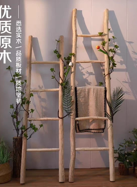手工实木梯子造型装饰摆件