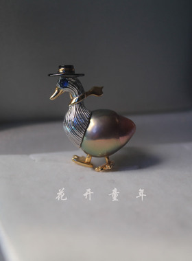 萌鸭可爱鸭吊坠天然巴洛克珍珠