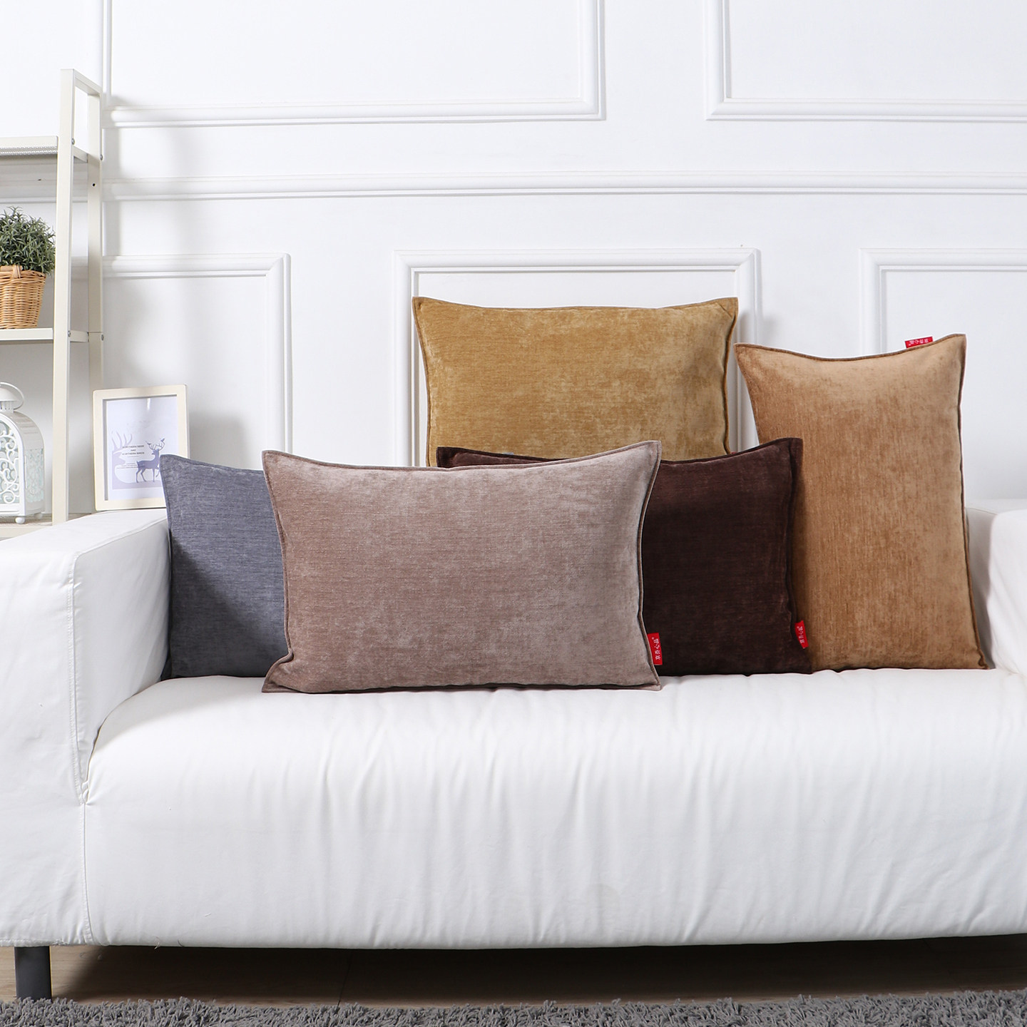 纯色雪尼尔腰枕长条抱枕沙发客厅靠垫办公室靠枕床上大靠背垫车用,淘宝优惠券,粉丝福利购,淘宝优惠卷