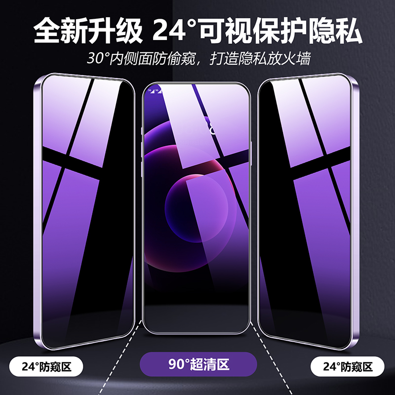 【360度防窥膜】vivox100钢化膜全屏防窥新款蓝光x100Pro+手机贴膜高清防爆x100por十保护膜不顶膜曲面覆盖 - 图3