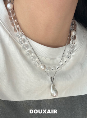 轻奢气质高级感项链圆珠白水晶