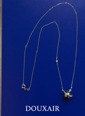 星球珍珠大溪地色吊坠镶锆通体纯银项链轻奢小众时尚高级感锁骨链