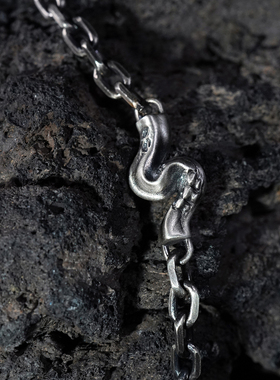 kozoo原创设计破败巨蛇项链男925纯银暗黑风先锋项链情侣银饰复古