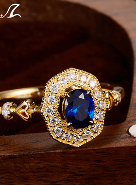 0.5克拉培育皇家蓝宝石情侣对戒