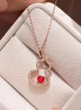 925银培育红宝石培育钻吊坠