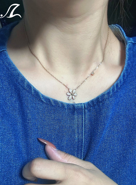 培育钻石项链小雏菊吊坠女