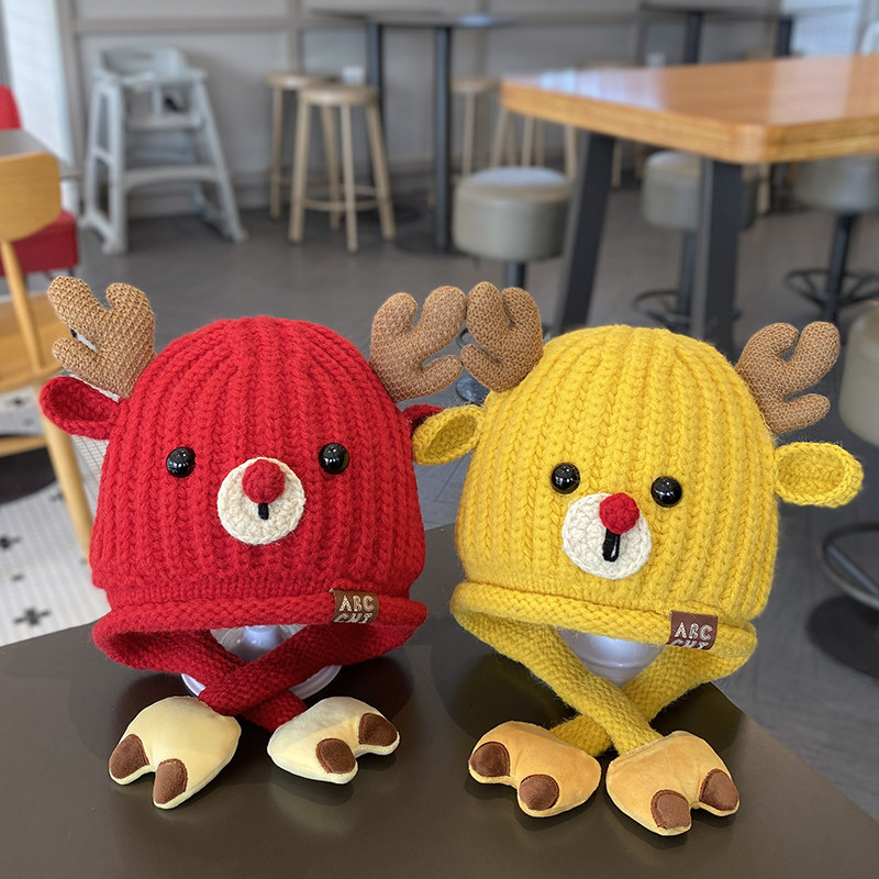 宝宝帽子冬季可爱超萌护耳帽男孩女童秋冬加厚保暖儿童针织毛线帽,淘宝优惠券,粉丝福利购,淘宝优惠卷