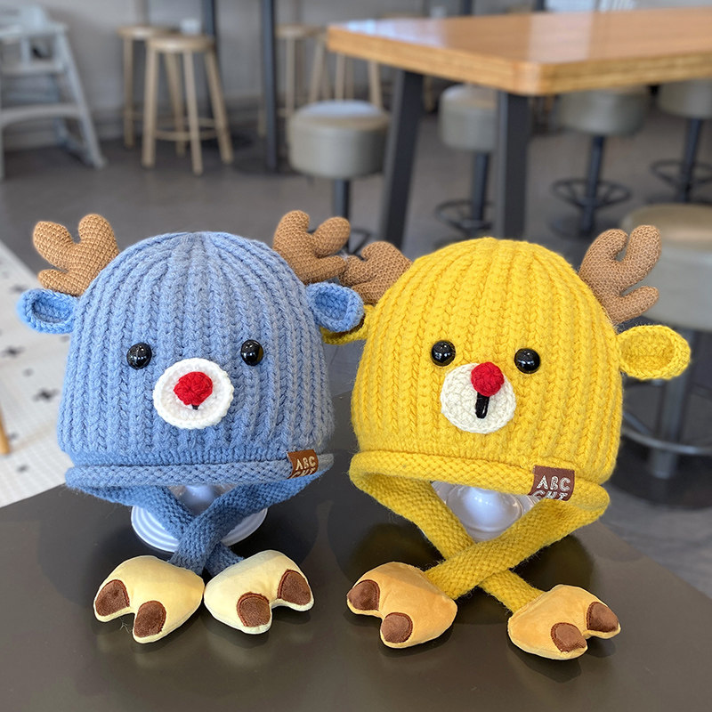 宝宝帽子冬季可爱超萌护耳帽男孩女童秋冬加厚保暖儿童针织毛线帽,淘宝优惠券,粉丝福利购,淘宝优惠卷