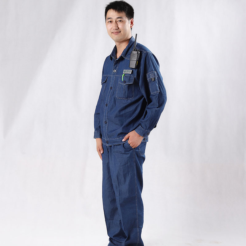 适用于国家电网电业局工作服秋冬装夏牛仔纯棉长袖耐磨定制电工服 - 图1