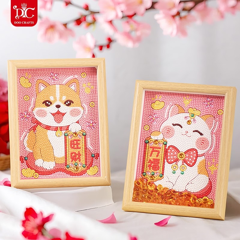 DC招财猫钻石贴画2025新款5d客厅diy粘贴十字绣桌面摆件旺财狗,淘宝优惠券,粉丝福利购,淘宝优惠卷