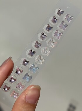 立体蝴蝶耳钉贴ins风免打孔耳穴贴钻石树脂异形耳珠高级感按摩贴
