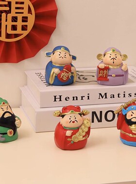 38节母亲节五路财神爷摆件赵公明关公办公桌面工位情绪稳定神器38